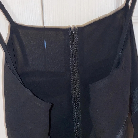 Luxury thin straps layered chiffon black fit and flare dress Sz  4 - Picture 5 of 10